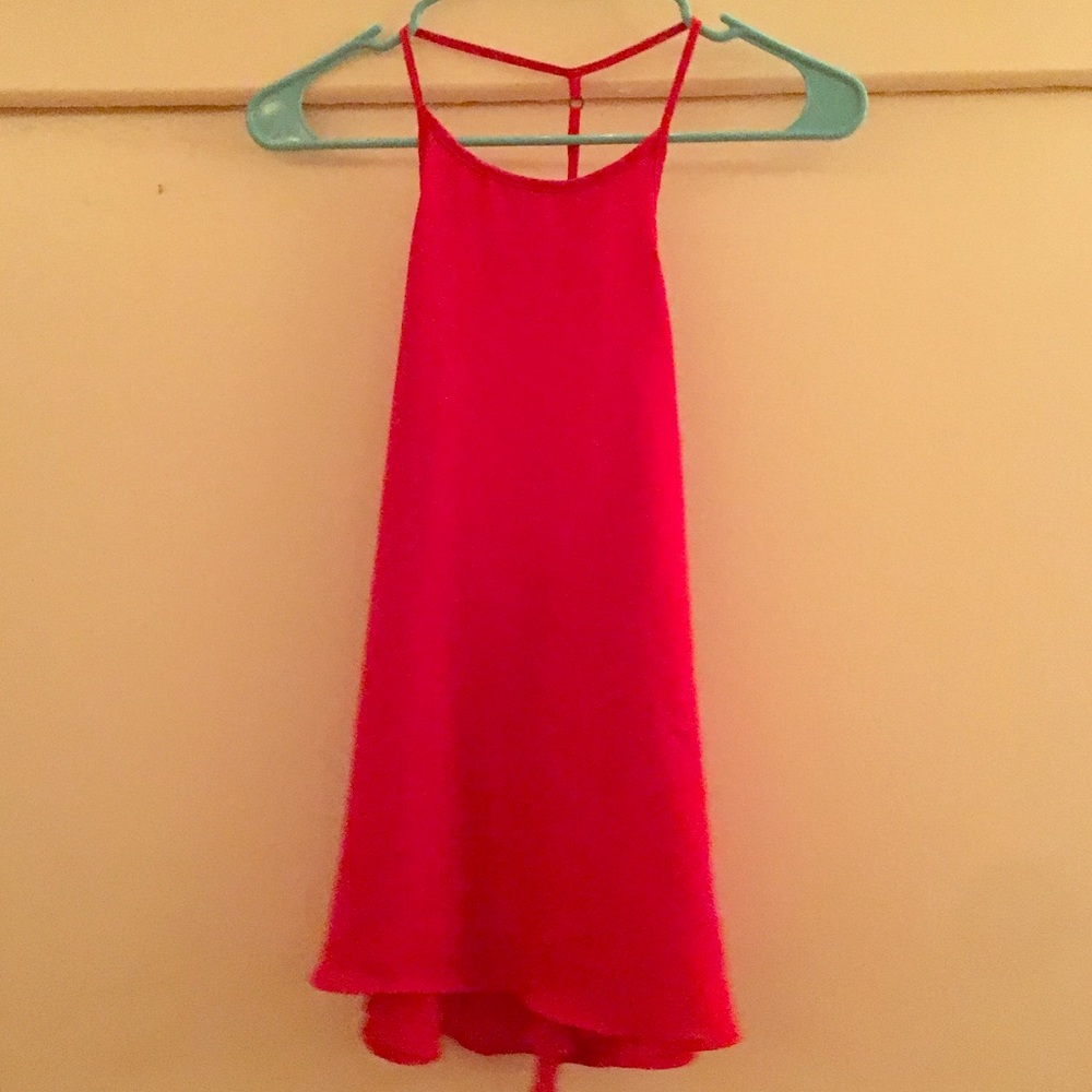 Red polyester open back top